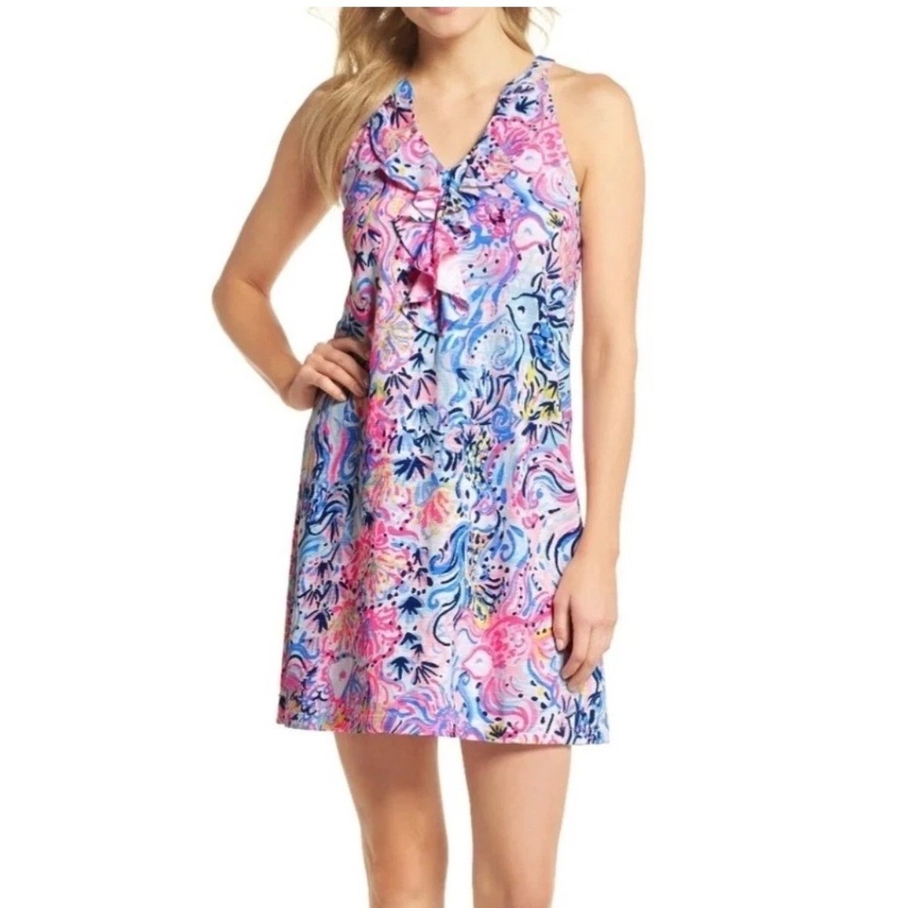 Lilly Pulitzer Shay Ruffle Neck Dress So Sofishticated Sz S Halter Sleeveless